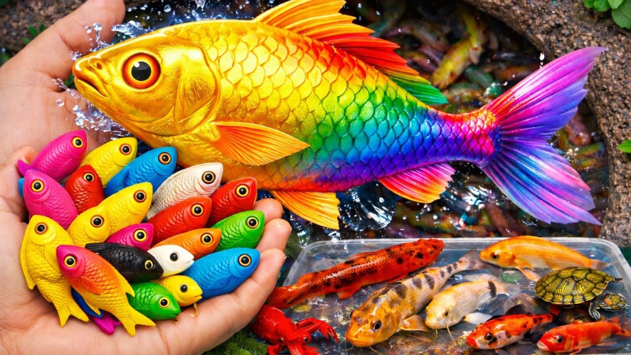 Small Pond Fishing for Aquarium Fish (Crazy Catch!) Koi, Guppies, Eel, Blue Fish, Baby Turtles