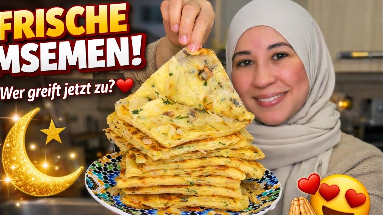 Msemen m3amer – مسمن معمر | Zwiebel & Petersilie | Ramadan Rezept