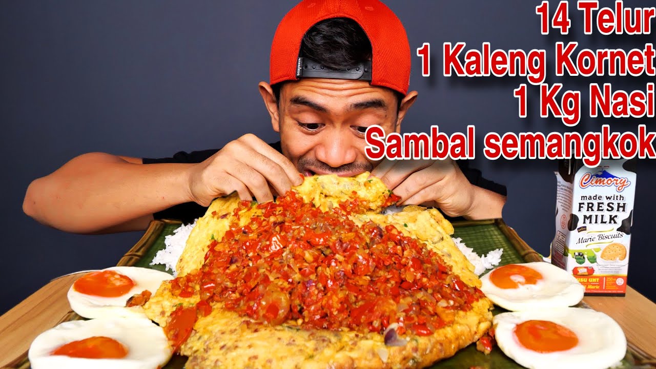 MUKBANG SEDERHANA! 14 BIJI TELOR DADAR KORNET MANDI CABE!!