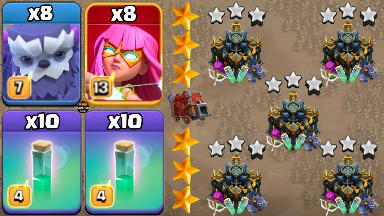 TH17 NEW ATTACK STRATEGY! Yeti/Super Archer With Invisible Spell : CLASH OF CLANS #4