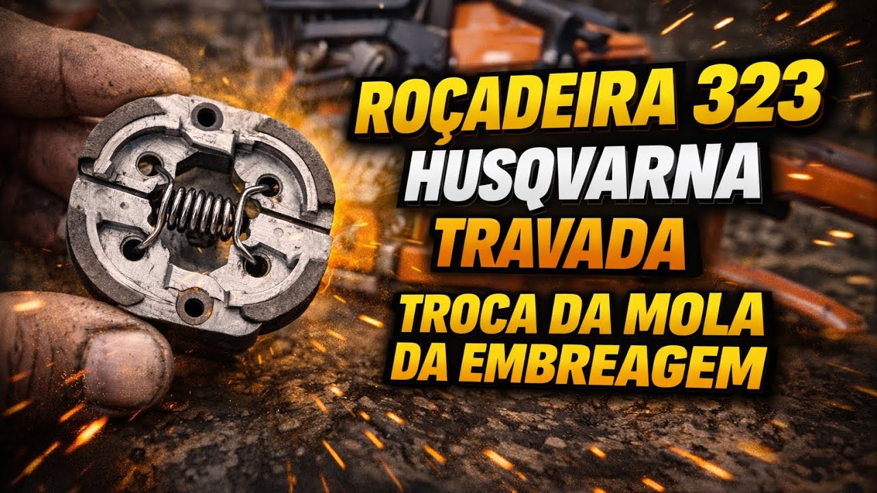 Rocadeira husqvarna 323 r travada troca da mola da embreagem 