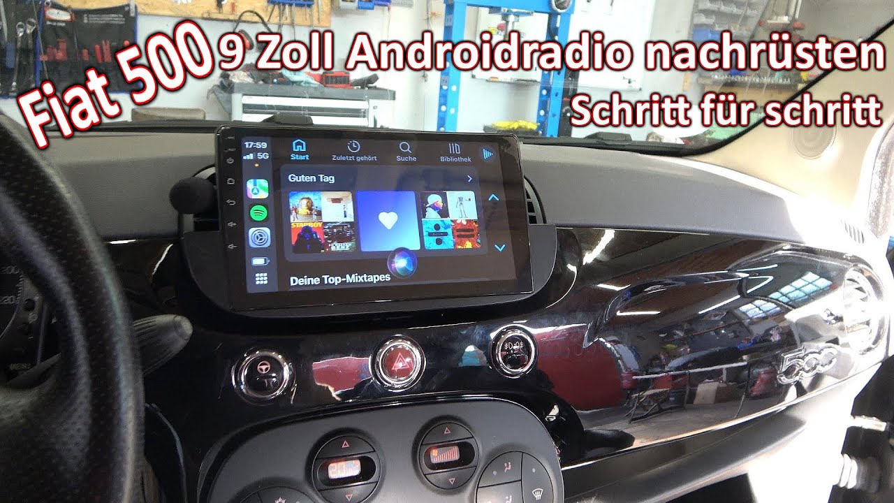 Fiat 500 9 Zoll Android Radio mit CarPlay nachrüsten: A-Sure Einbau & Test | Deutsch