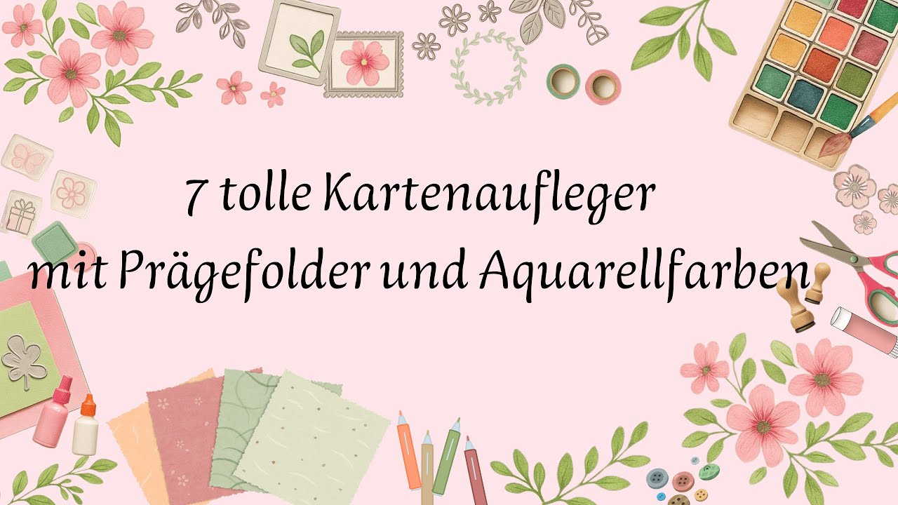 7 Karten-/Verpackungsaufleger mit 1 Prägefolder und Aquarellfarben / Mini Charlie und Paulchen Haul