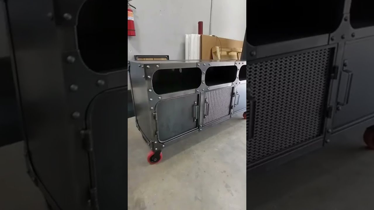 Red casters on a FreightBar Cabinet. 