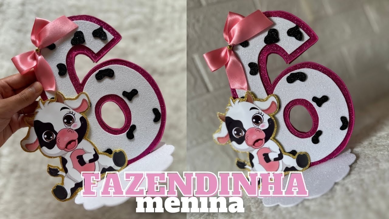 Centro de mesa fazendinha rosa - com papelão e eva!