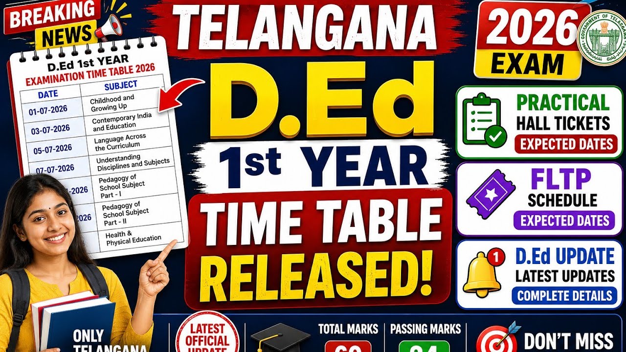 TS D.El.Ed 1st Year Time Table Out Now 2026 | FLTP & Practical Exam Dates