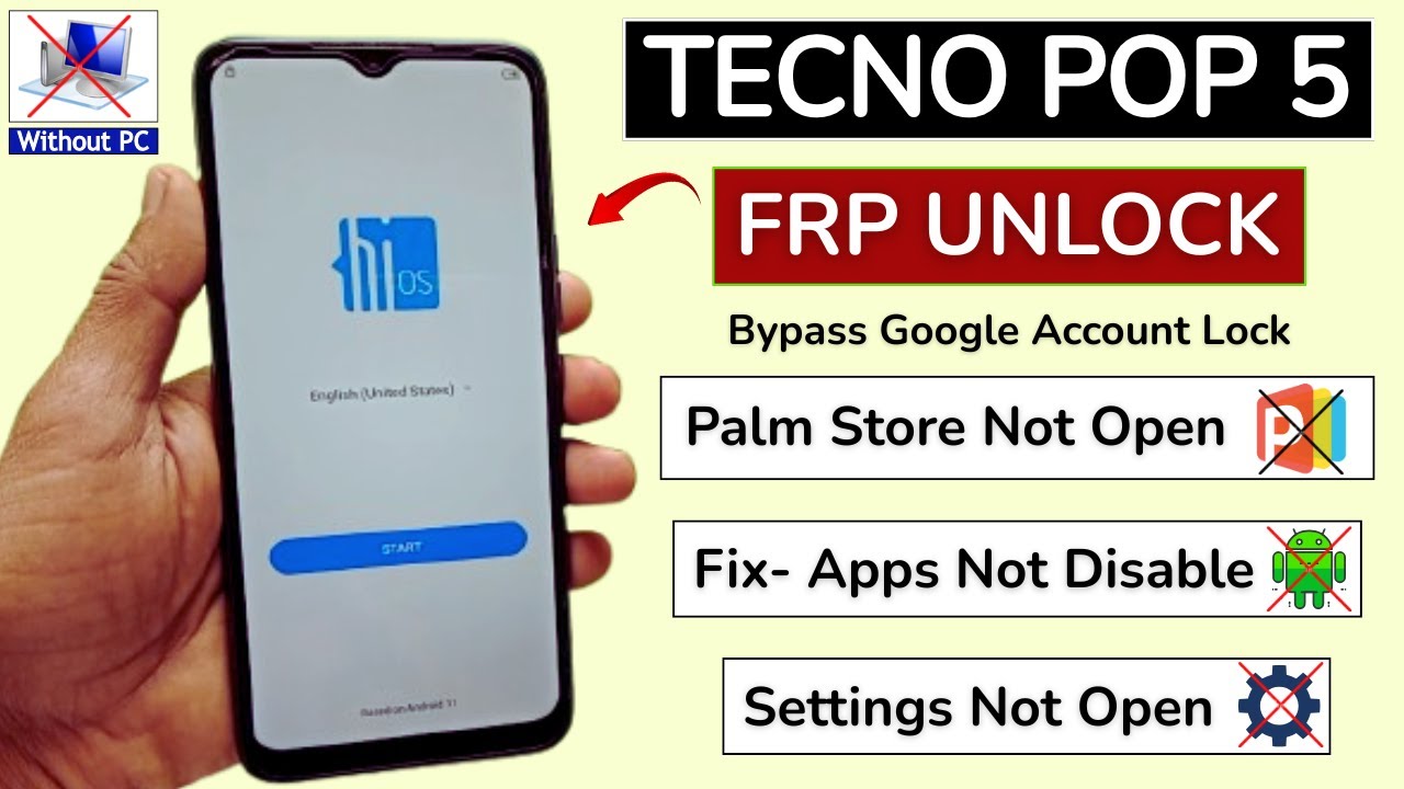 Tecno Pop 5 Android 11 Frp Bypass/Unlock - Fix Apps Not Open/Palm Store Not Open (Without PC)