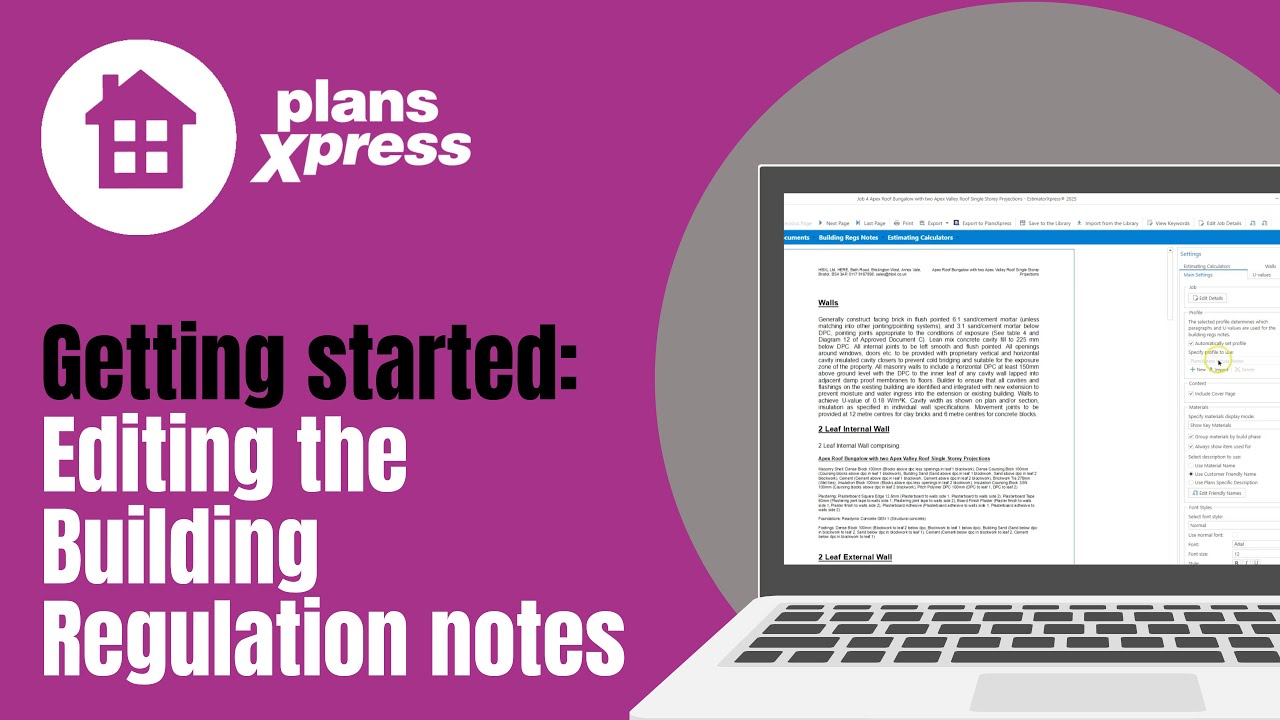 How to Edit the Building Regulation Notes in PlansXpress