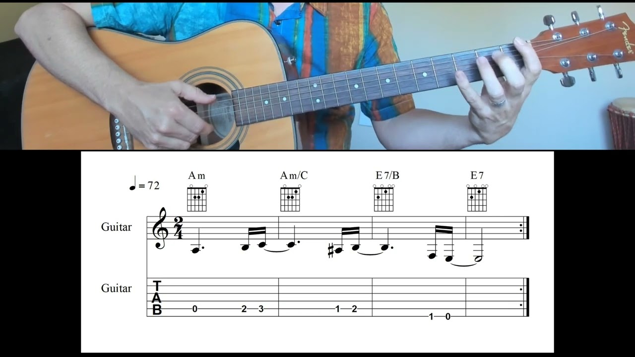 Morna Exercise for Guitar in A Minor