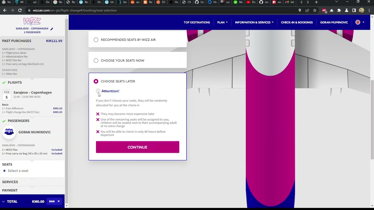 How to change a flight booking on WizzAir online. - Kako se vrsi promjena leta na WizzAir online.