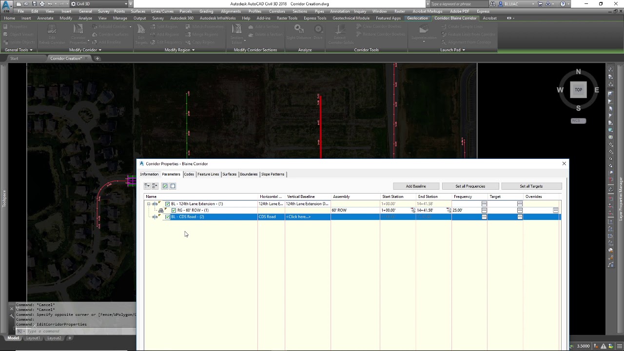 How to add baselines and regions to a Corridor