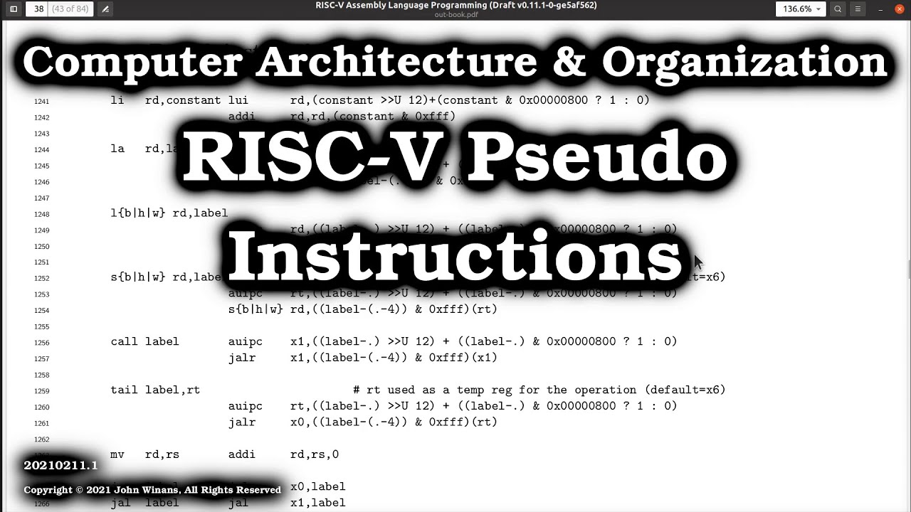 RISC-V Pseudoinstructions (li, la, call, lb, sb,...)