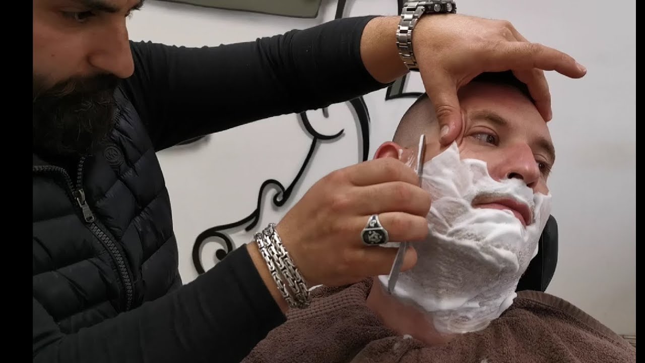 Traditional Turkish straight razor wet shave and head massage from Barber turko