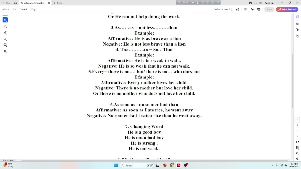 Changing Sentence .Affirmative to Negative for class six to ten.
