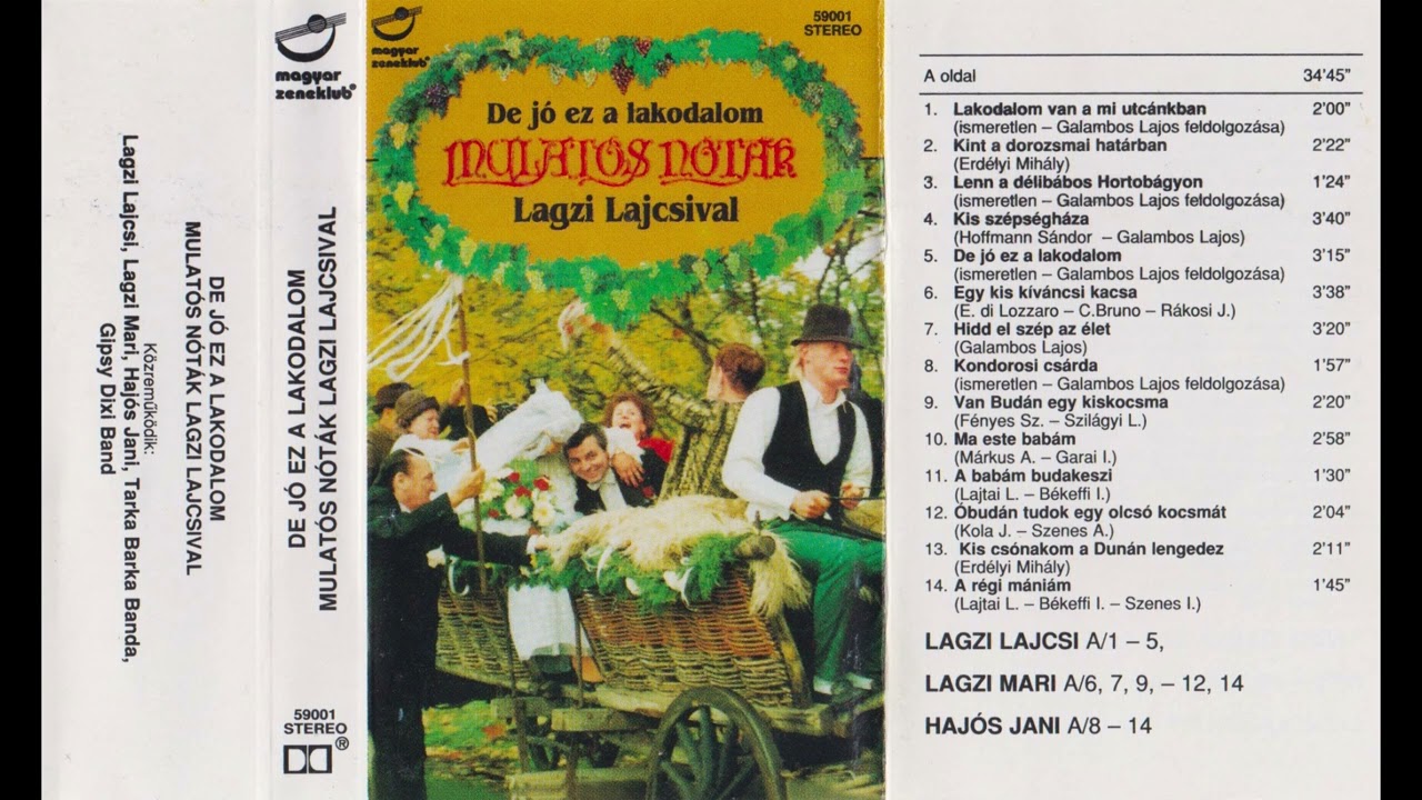 [CASS] Various - De Jó Ez A Lakodalom - Mulatós Nóták Lagzi Lajcsival