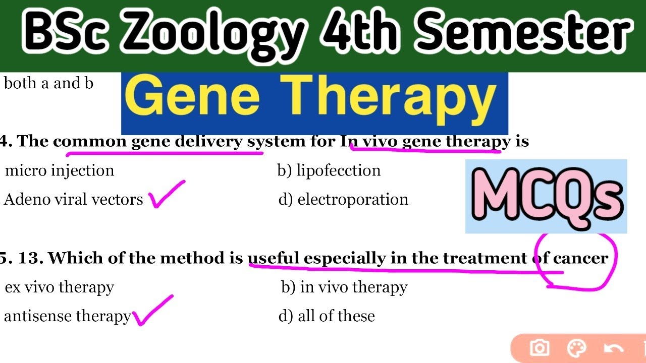 Gene Therapy MCQ Questions || 4th Semester MCQ || Unit 1 || BSc 2nd Year Zoology MCQ