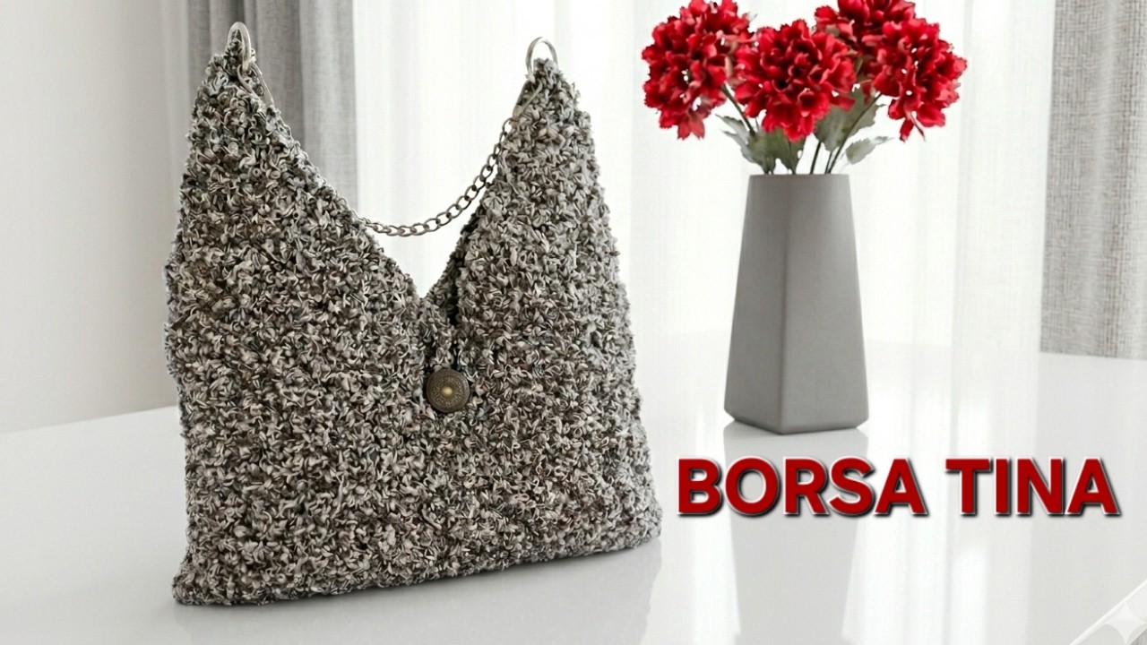 Borsa Uncinetto Facile con Filato Buchè Tutorial Completo Foderata/Modello Capiente Uso Quotidiano