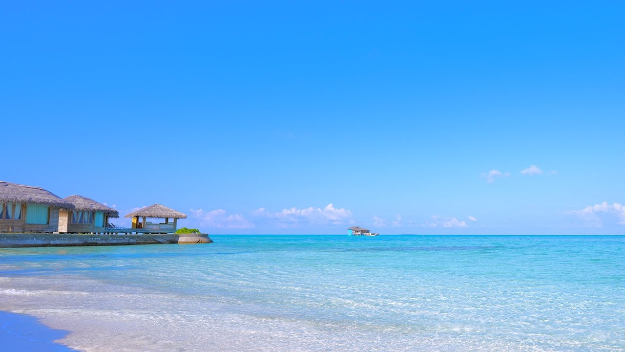 Maldives Beach 4K 🏝 Blue Water, White Sand and Ocean Sounds