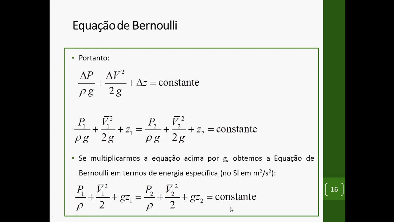 MF03 - Videoaula Equação de Bernoulli (escoamento ideal)