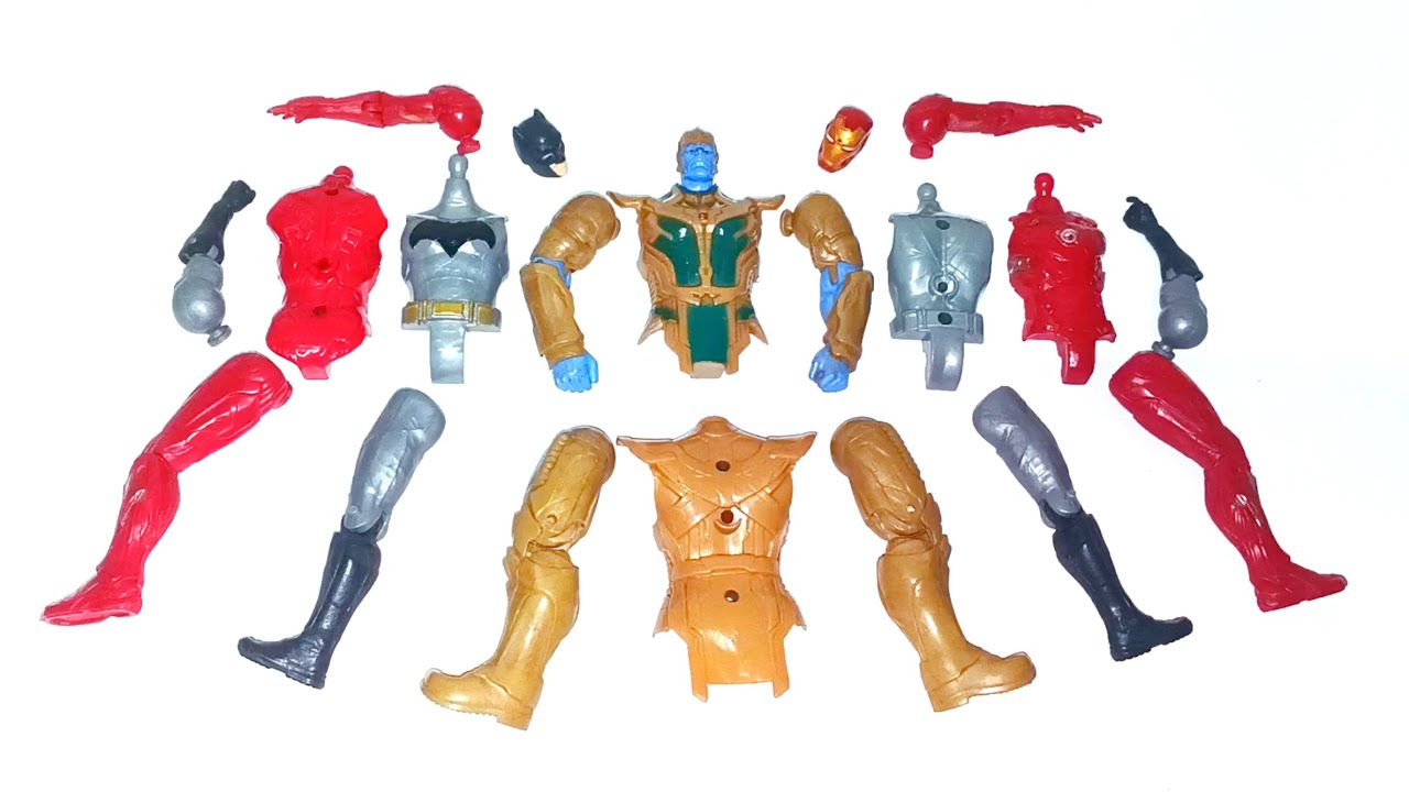 MARVEL LEGENDS ACTION FIGURES, Bat-man vs Thanos armor vs Iron-man 