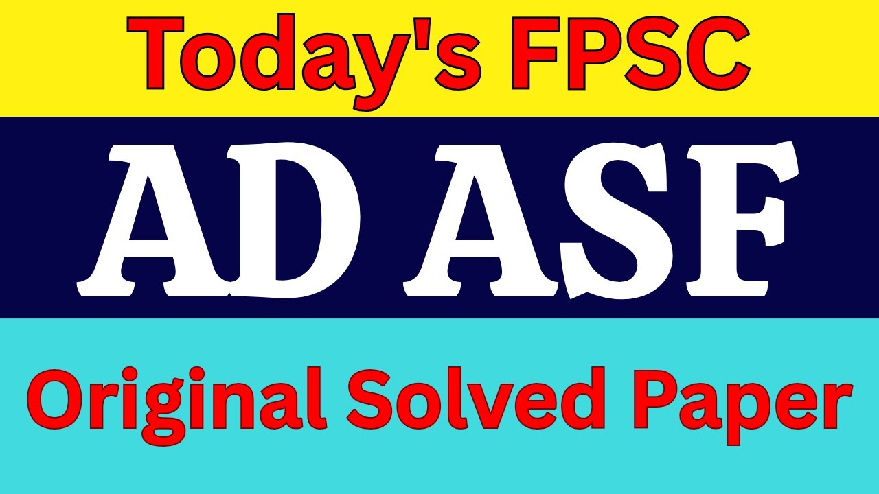 Todays Assistant Director ASF Original Paper Solved Held On 19 & 20-07-2025 | Complete MCQs with Ans