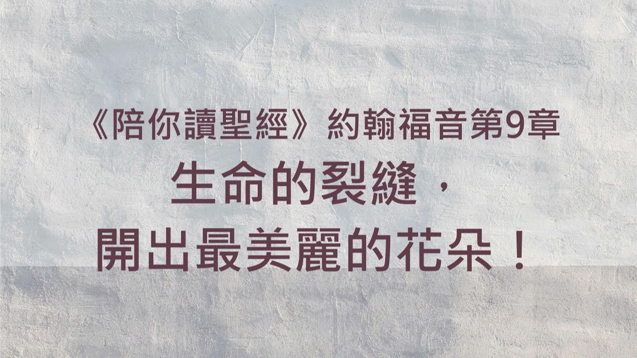 生命的裂縫，開出最美麗的花朵！《約翰福音9》｜陪你讀聖經2