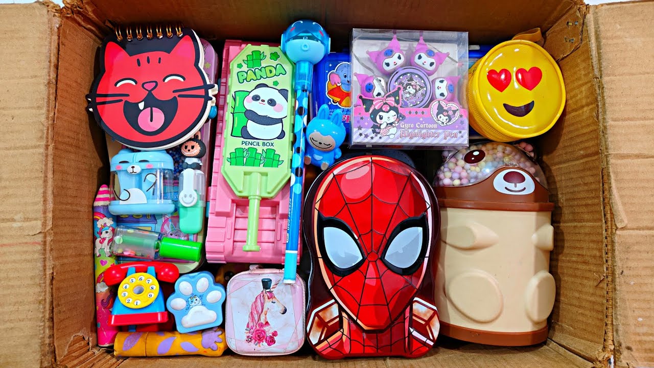 Unboxing Classic Fancy Stationery 📚, Spinner Highlighter, Geometry Box, Coin bank, Eraser Pen, Pouch