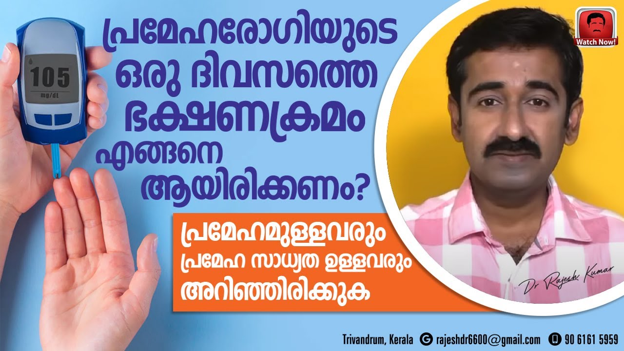 പ്രമേഹരോഗിയുടെ ഒരു ദിവസത്തെ ഭക്ഷണക്രമം എന്തൊക്കെ വേണം ? പ്രമേഹ സാധ്യതയുള്ളവരും വണ്ണമുള്ളവരും  കാണുക