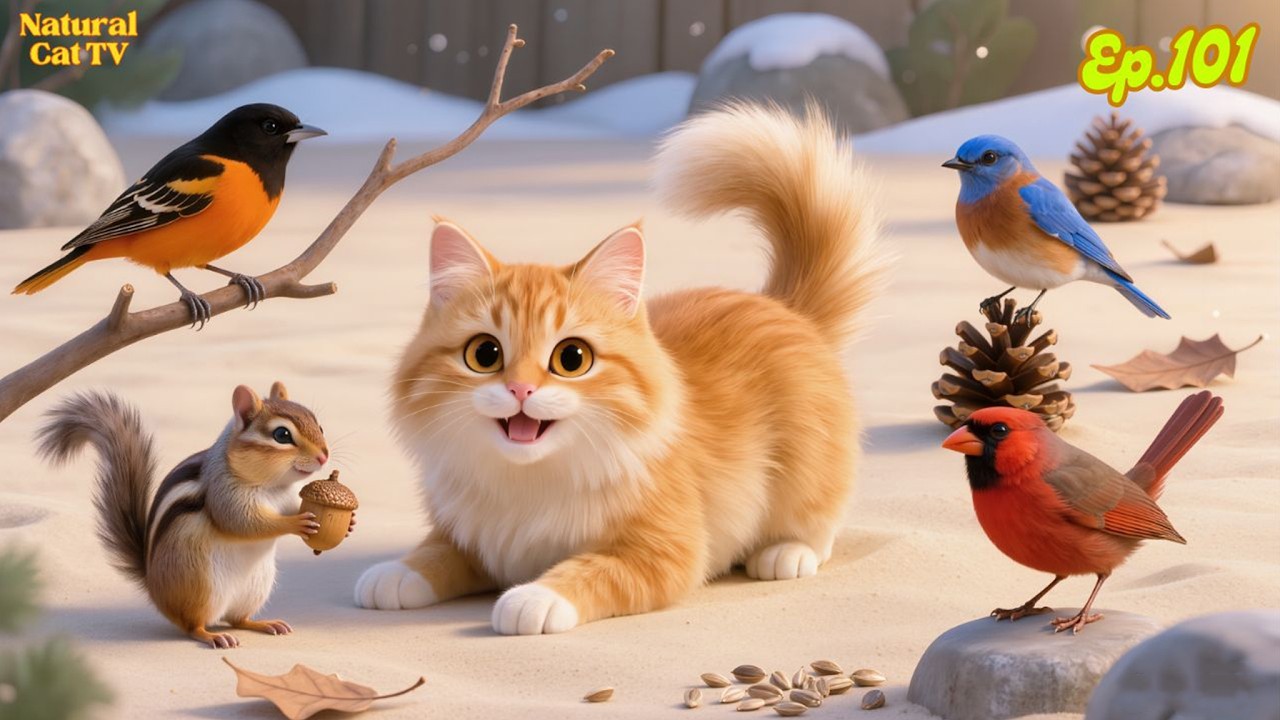 Natural Cat TV – Cat Joyful Garden with Birds and Forest Sounds for Happy Indoor Cats 🌸🐦
