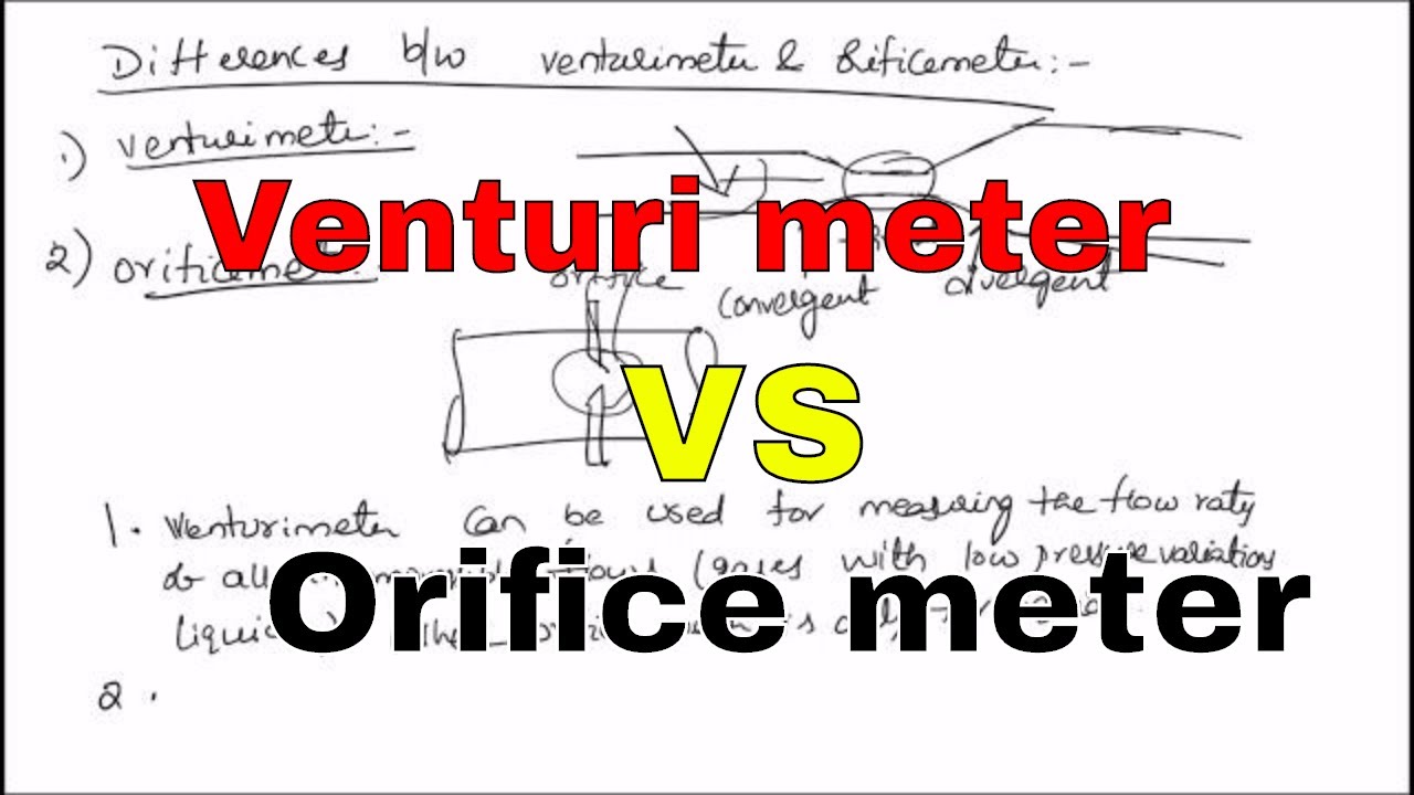 differences between venturimeter and orificemeter || fluid mechanics || etution