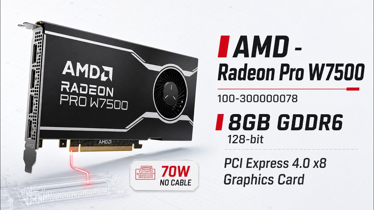AMD - Radeon Pro W7500 100-300000078 8GB 128-bit GDDR6 PCI Express 4.0 x8 Graphics Card