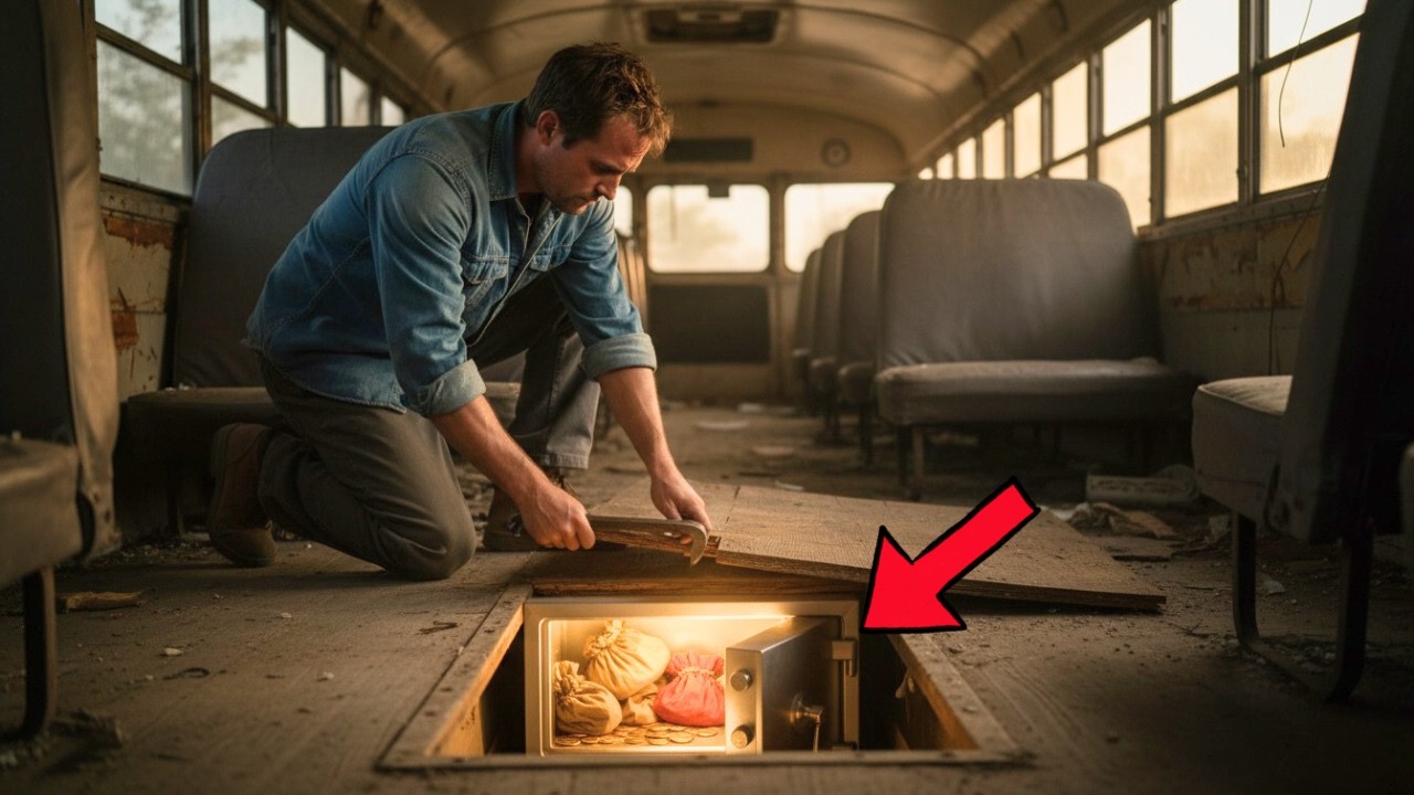 Single Dad Buys a Rusted School Bus for $300-What He Finds Hidden Under the Seats Is Worth Millions