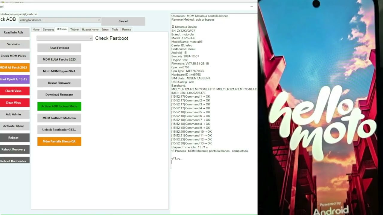 🔒 Moto g05 g06 y g07 sin reset mdm pay ✅ ➡️ Tstool