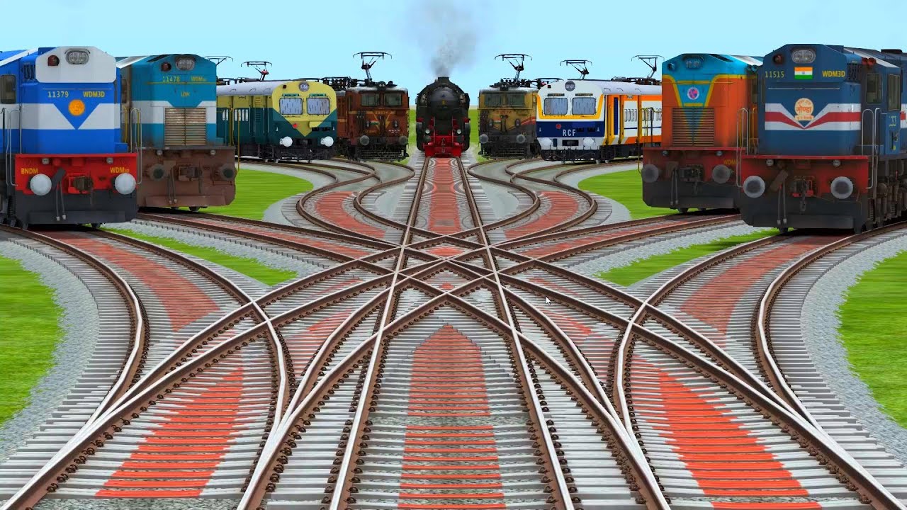 🧊9 Trains Crossing Today At Bumpy Railroad Tracks | Branched Railroad Track | indian railroads 