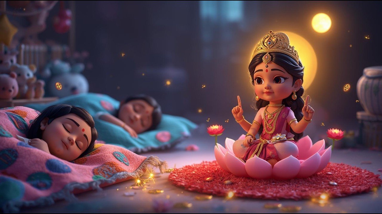 Lakshmi Lullaby for Kids 🌜 Peaceful Sleep Mantra | Shantiṁ Dehi, Nidraṁ Dehi