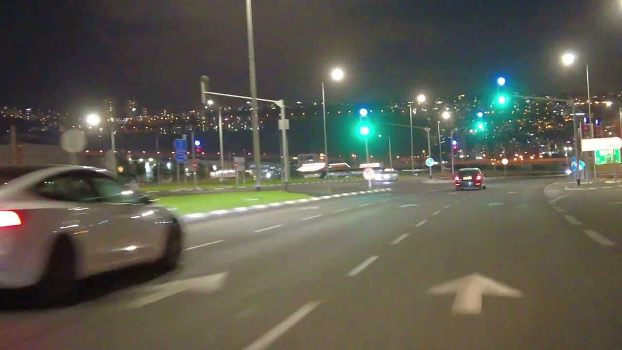 Night city on Mount Carmel. 🚗 Road trip.🎥