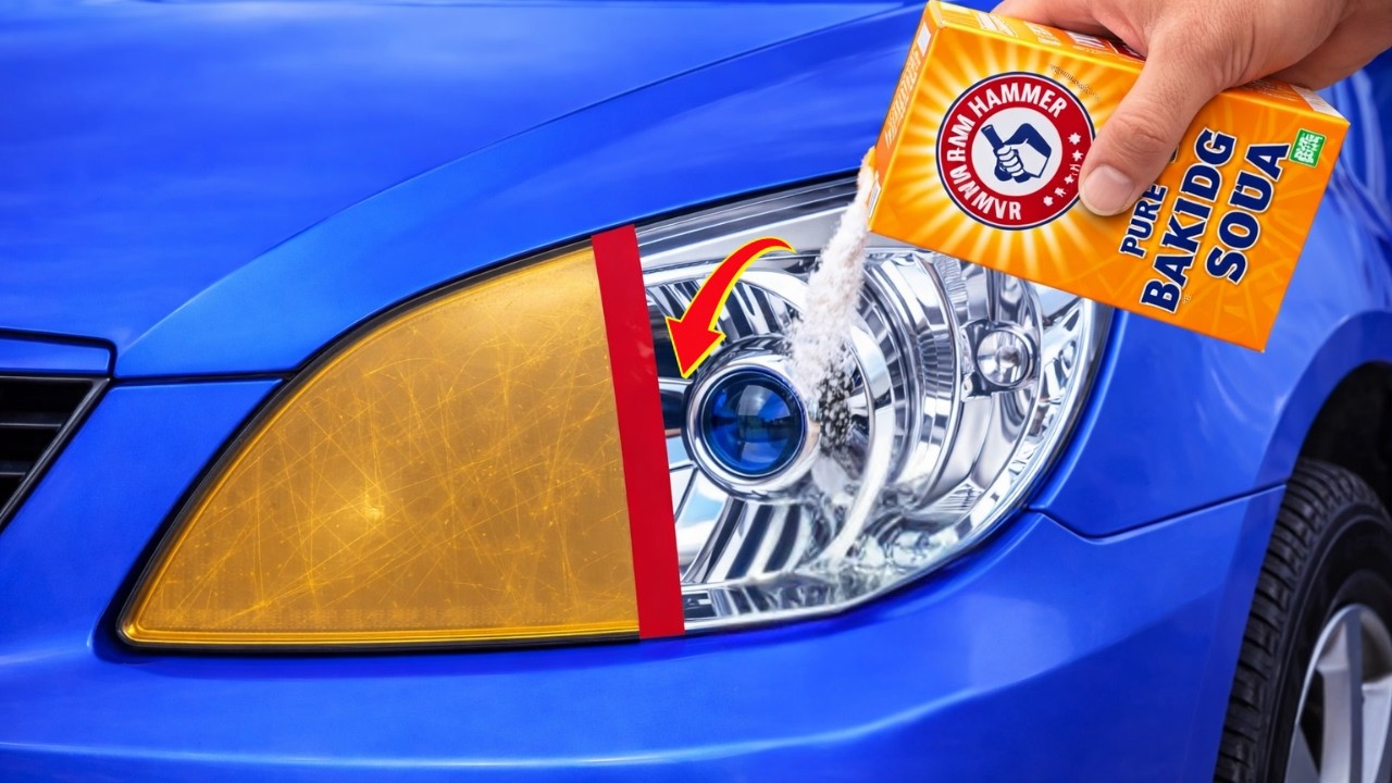 🔦 Восстановите старые фары до НОВЫХ за 1 минуту, просто используя ПИЩЕВУЮ СОДУ! Гениальный трюк😱