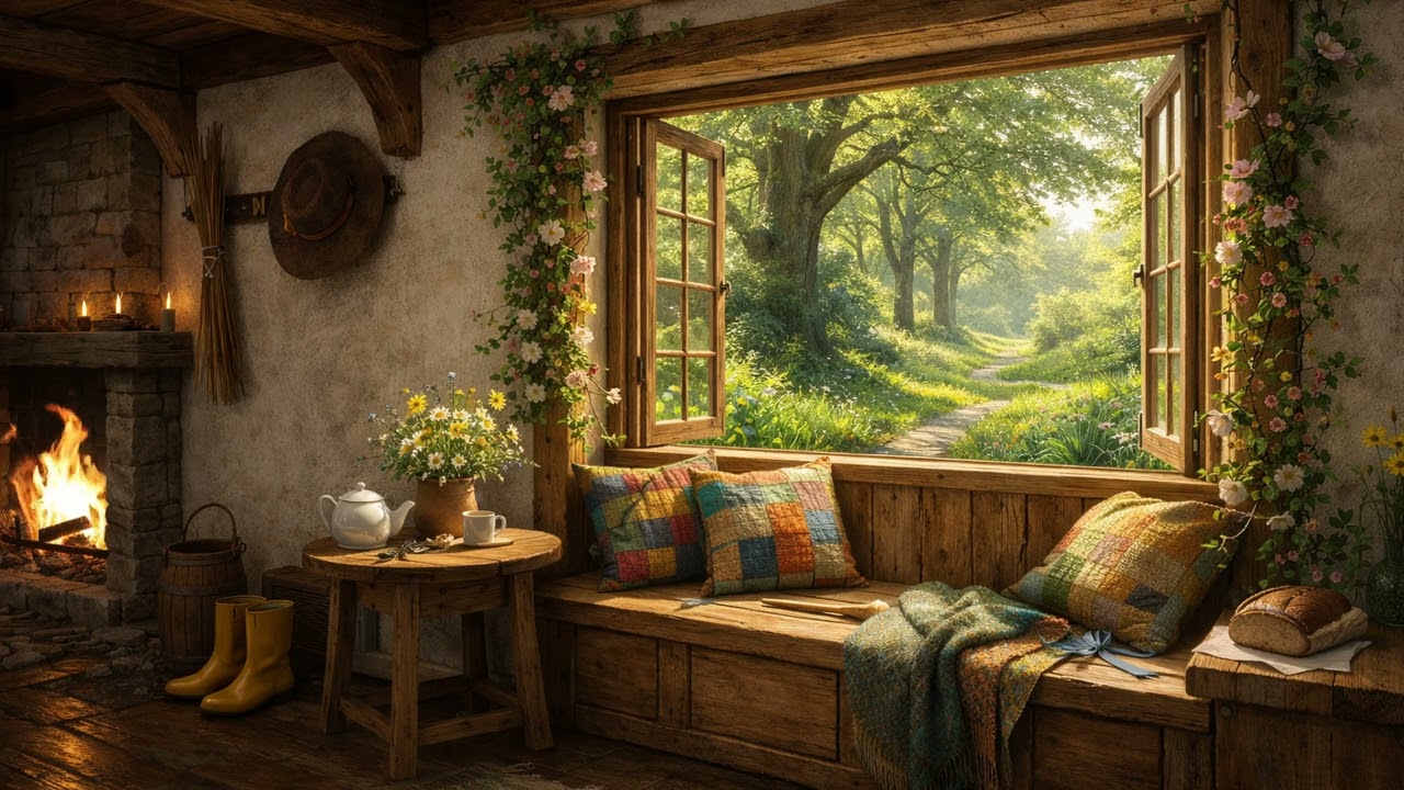 Rest at Tom Bombadil’s House 🌳🌼 | Middle-earth Fireplace & Nature Sounds | LotR Ambience