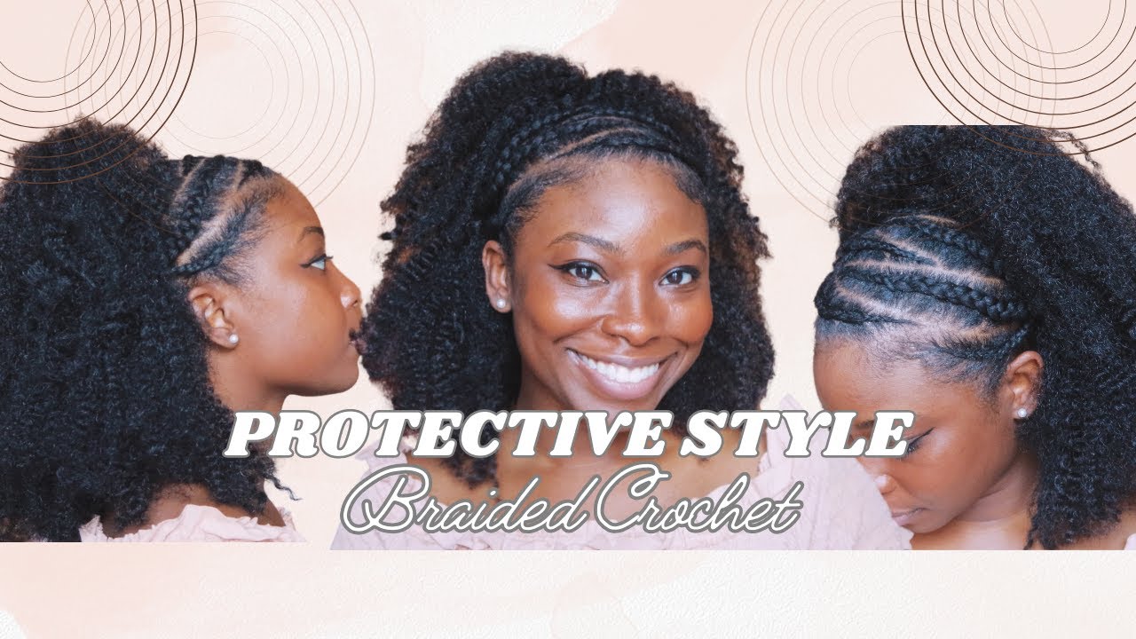Shhh it's a CROCHET! | Half Up Half Down Braided Protective Style