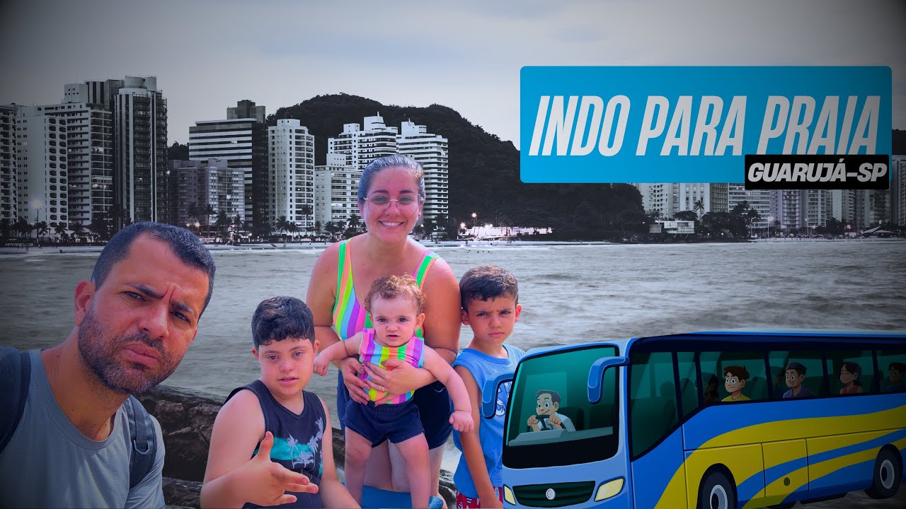 Indo para praia primeira vez - Praia Pitangueiras Guarujá SP
