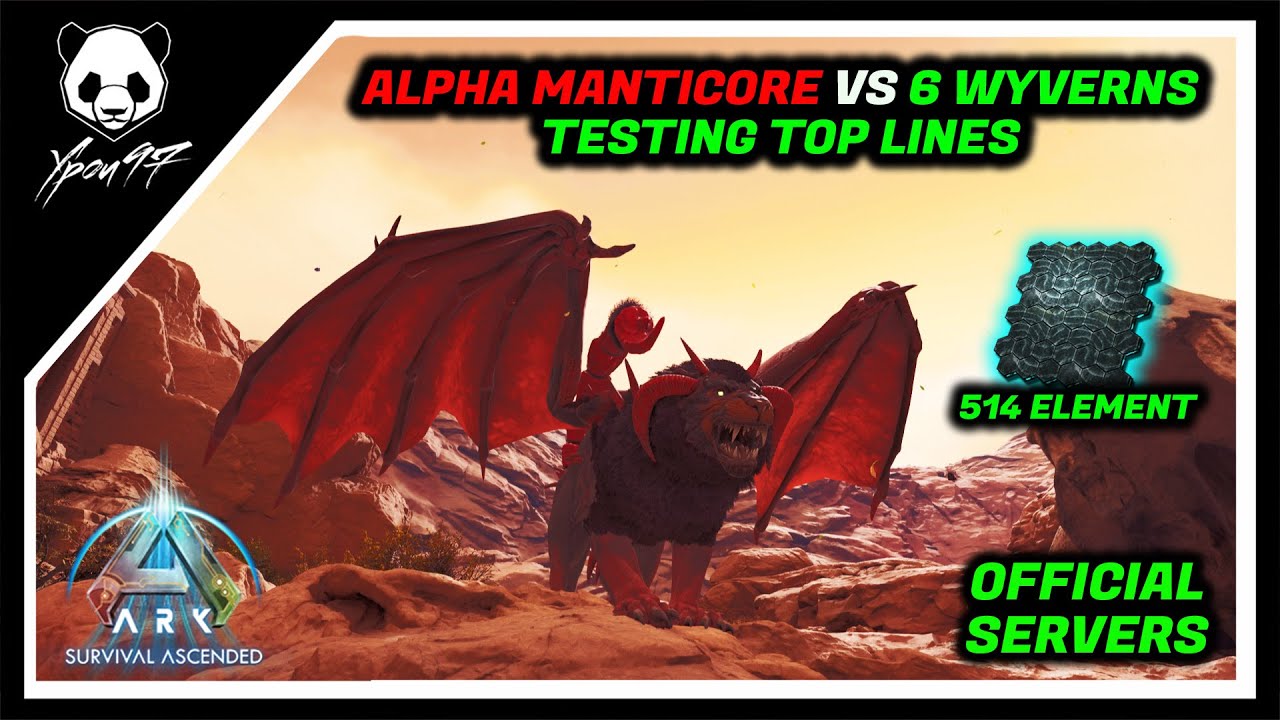 Alpha Manticore Vs 6 Wyverns - Testing Top Lines - Easy Fight | ARK: Survival Ascended