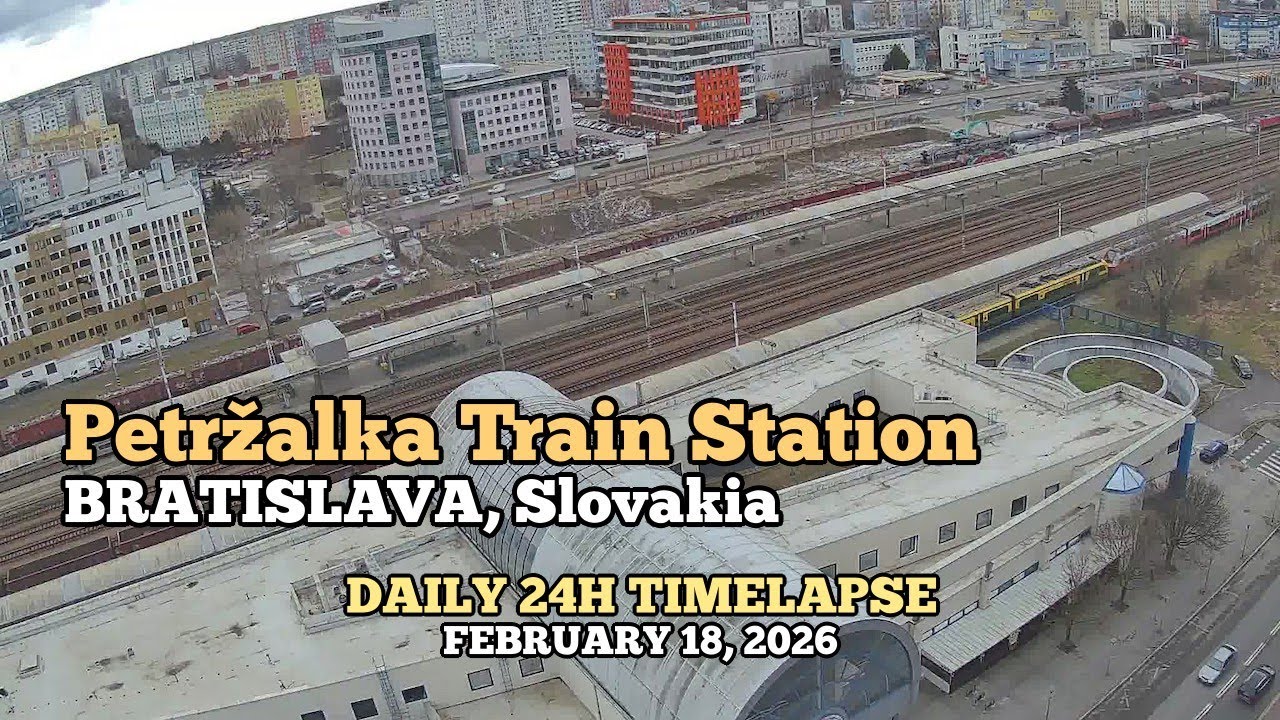 Petržalka Train Station - Daily Timelapse: February 18, 2026 [Bratislava, Slovakia]