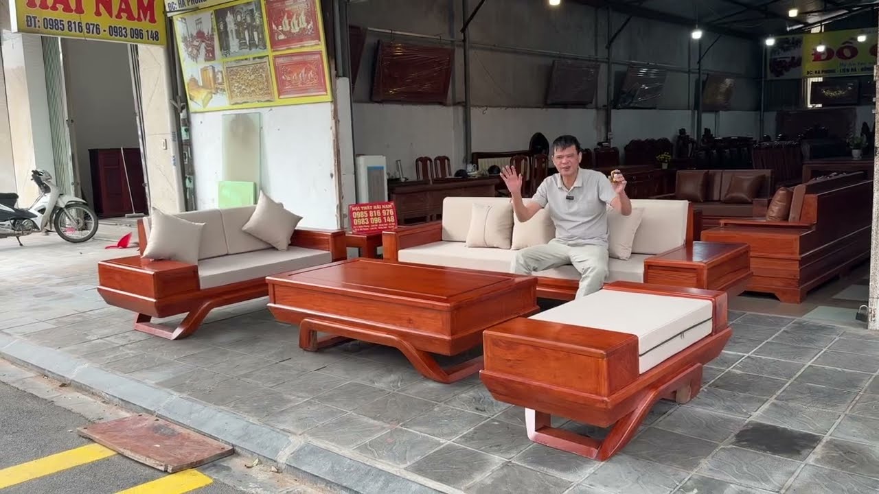 Hàng VIP còn sót lại . Bộ sofa góc L gỗ hương cả đệm đẹp . Mẫu  chân thuyền cực chất giá yêu thương