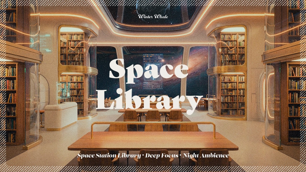 Space Station Library | Quiet Night Ambience for Deep Focus