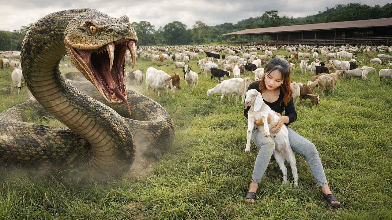 72 Hours Full Process 😱 Giant Python Attacks Girl While Caring 1000+ KIKO Goats! | Ly Tieu Lam
