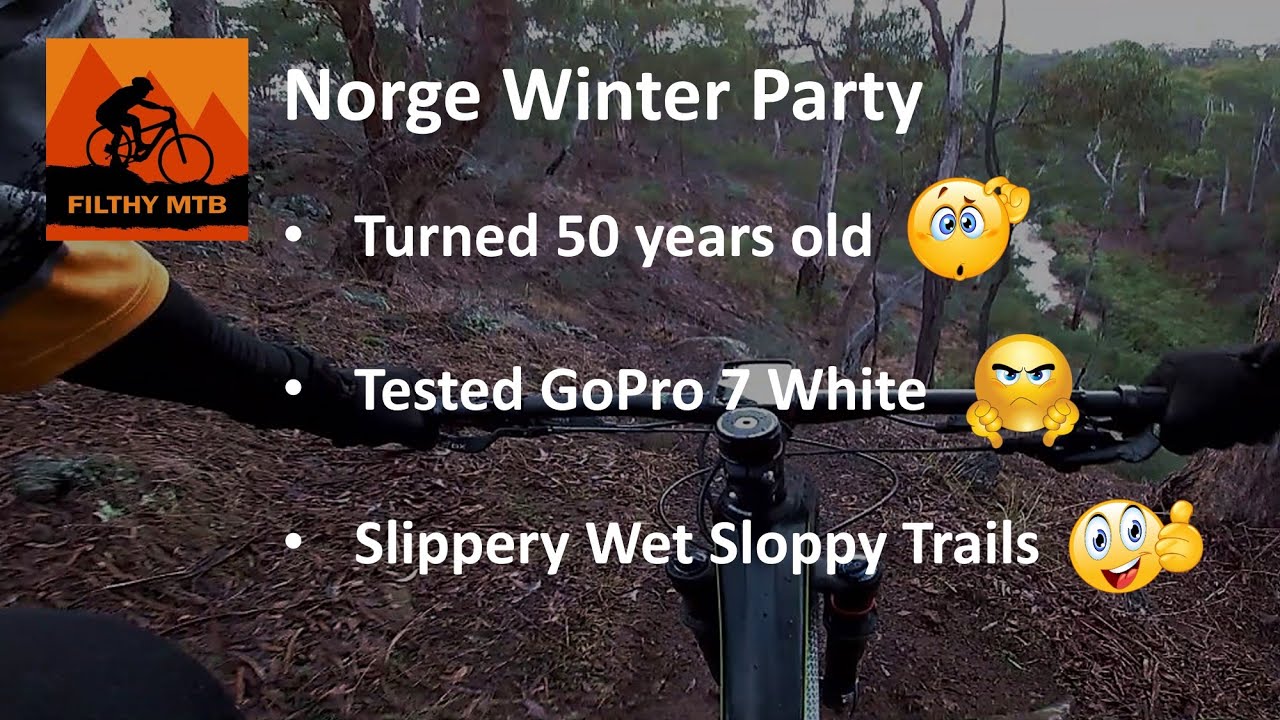 Plenty Gorge Norge birthday party on wet & slippery winter trails. GoPro 7 White test, not impressed