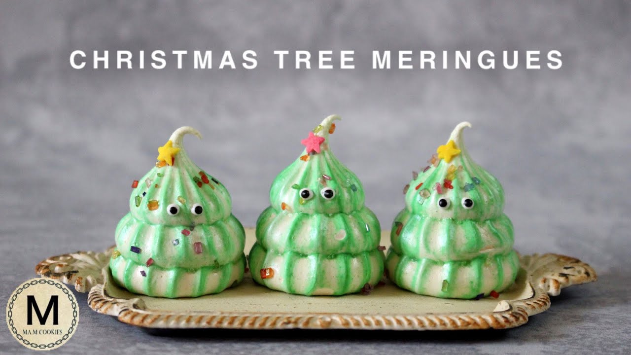 【メレンゲクッキー】可愛いクリスマスツリーのおばけ作り方 Meringue Cookies