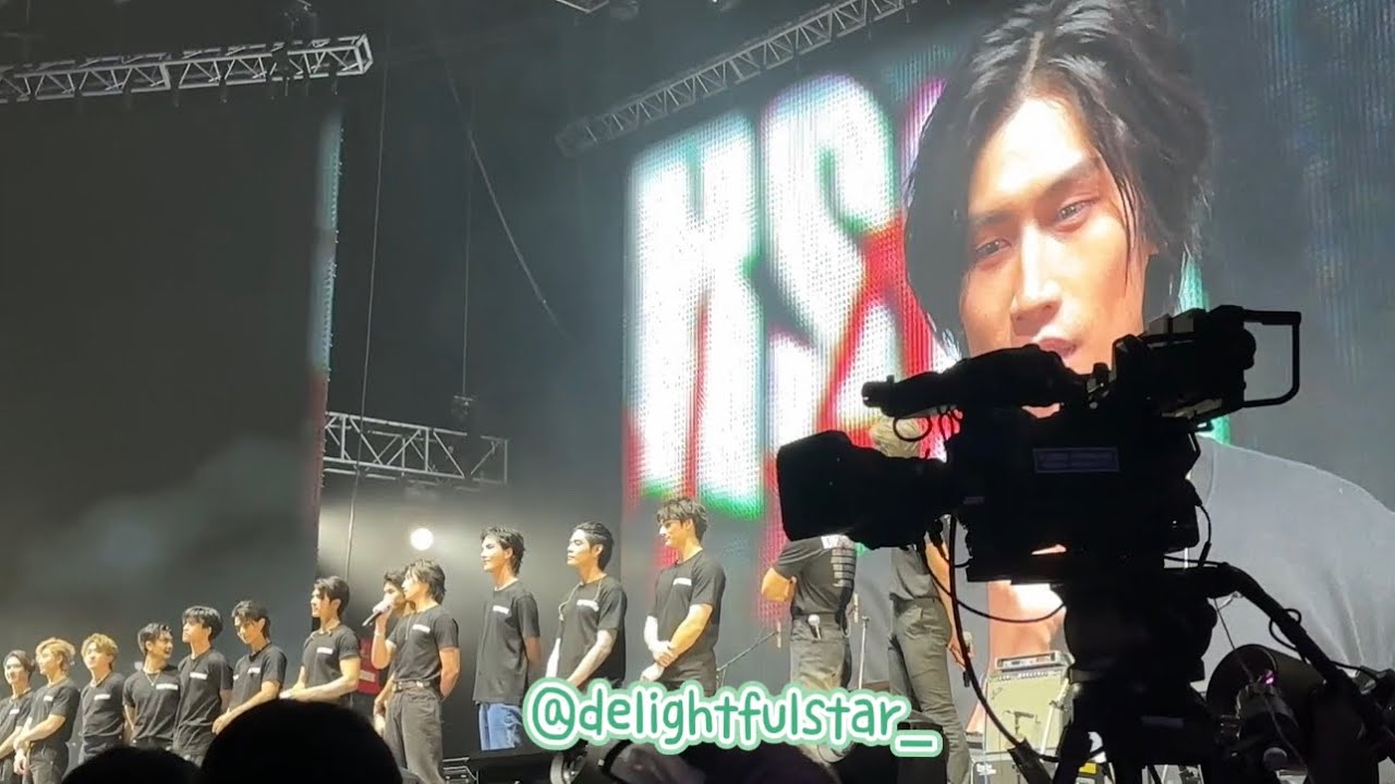 Mile and Bible holding back tears when sharing thoughts at the end of KinnPorsche World Tour in HK