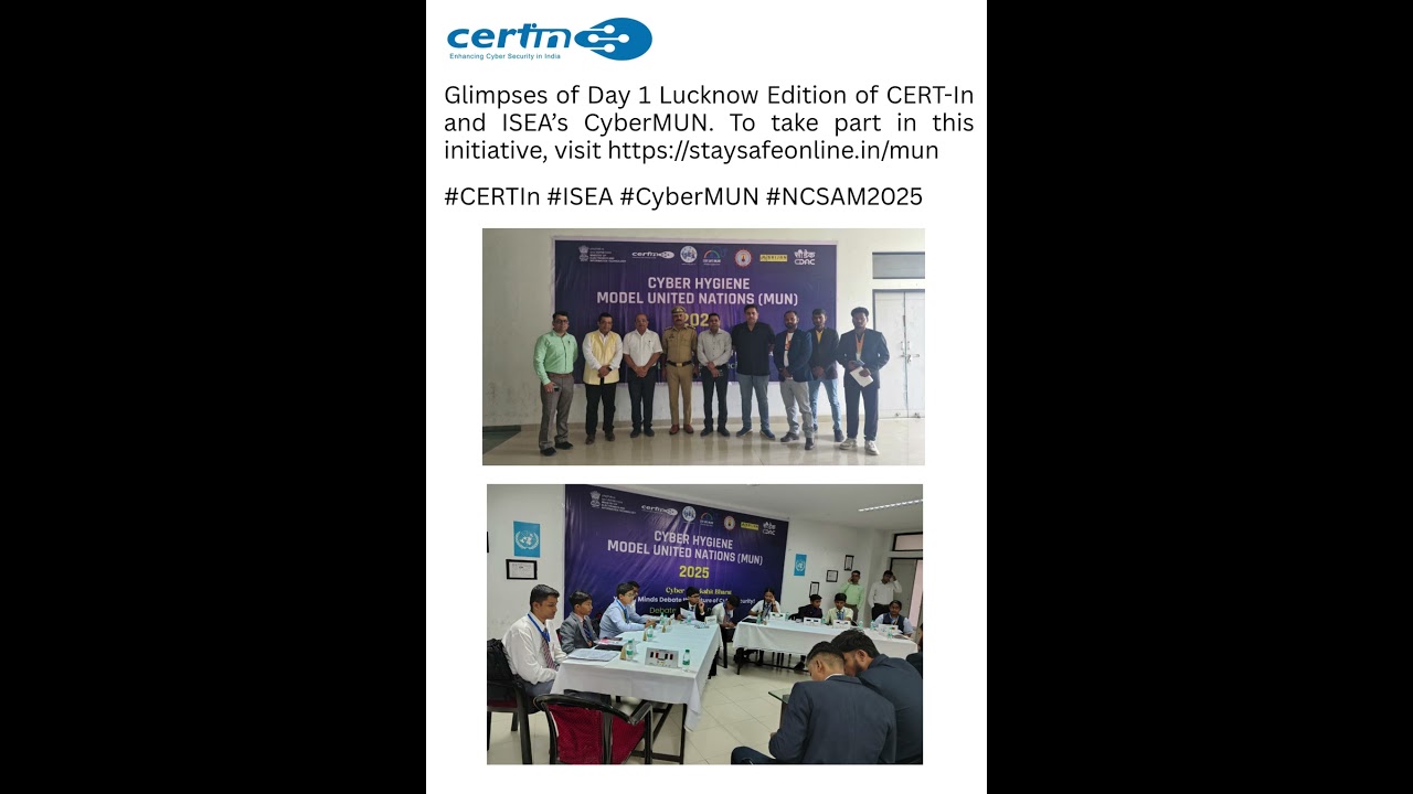 Glimpses of Day 1 Lucknow Edition of CERT-In and ISEA&rsquo;s CyberMUN.