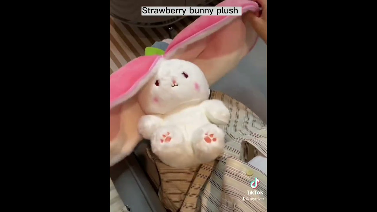 Reversible Strawberry Bunny Plush Toy #kidstoys #cute #easter #kawaii #plushies #gift  #rabbit
